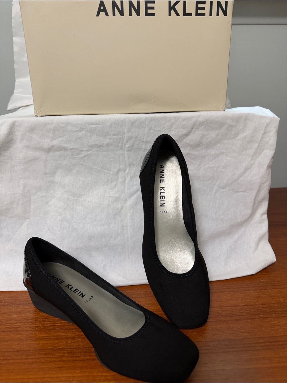Anne Klein Black Wedge Heels